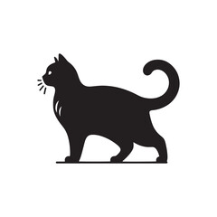 Minimallist Cat Silhouette in striking and elegent design-Minimalist vector cat silhouette