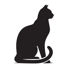 Minimallist Cat Silhouette in striking and elegent design-Minimalist vector cat silhouette