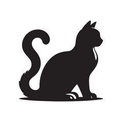 Minimallist Cat Silhouette in striking and elegent design-Minimalist vector cat silhouette