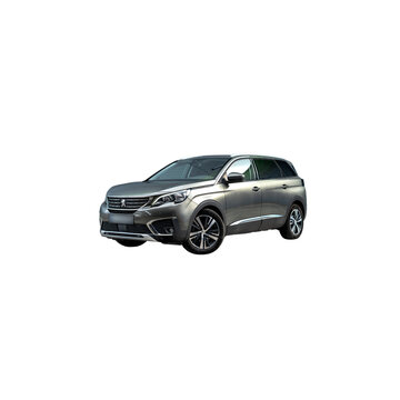 Modern Peugeot 5008 SUV, French car isolated on white, no background, png file, transparent file, close up high resolution photo