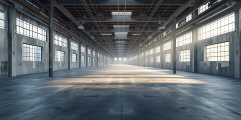 Large factory workshop background