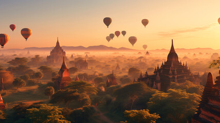 Bagan Myanmar - obrazy, fototapety, plakaty
