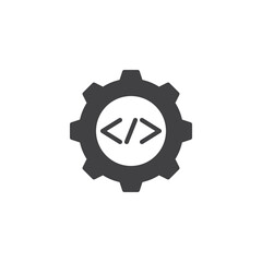 Gear with code vector icon