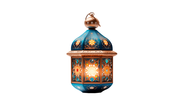 Ramadan lantern cut out. Islamic lantern with candle. Eid Mubarak lantern