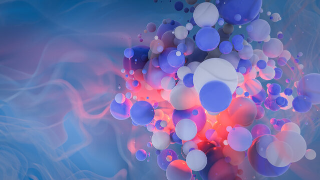 many colorful spheres Abstract backgrounds. 3d rendering
