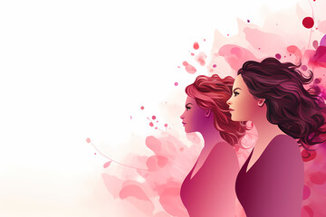 Women international day, Silhouette of women in colorful with copy space background 