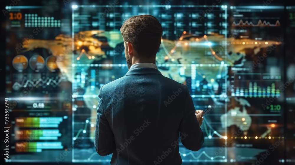 Aufkleber business virtual screen graph chart digital technology and trader online trading investment in stock
