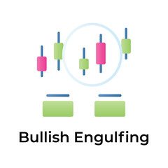 Creatively crafts stock market related icon, Bullish Engulfing vector design