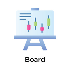 Candlestick chart on board denoting concept icon of business presentation