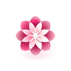 abstract flower logo, vector graphic, solid pink color on white background.