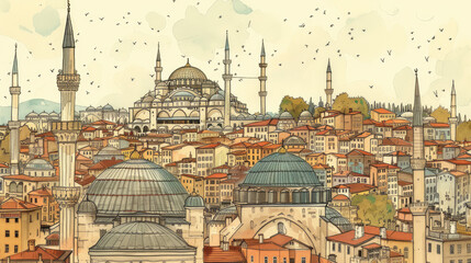 Fototapeta na wymiar Miniature Wonders: Istanbul Cityscape Art