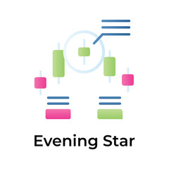 Evening star icon in modern style, trading related vector