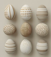 A diverse collection of eggs, each with its own unique pattern and shape, sit in a row like colorful spheres waiting to hatch into new life