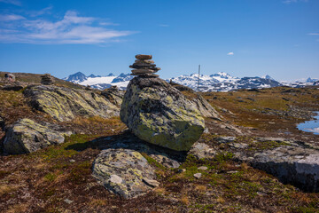 Glacier views from the Sognefjellsveien route, the highest mountain pass road in Northern Europe.