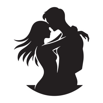 recommend clip art: Minimalist Couple Silhouettes Capturing Embarrassing yet Endearing Encounters- Vector embarrassing couple silhouette.