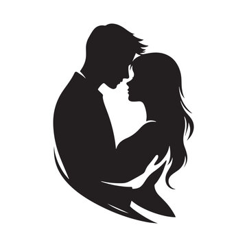 Minimalist Couple Silhouettes Capturing Embarrassing yet Endearing Encounters- Vector embarrassing couple silhouette.