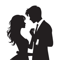 Minimalist Couple Silhouettes Capturing Embarrassing yet Endearing Encounters- Vector embarrassing couple silhouette.