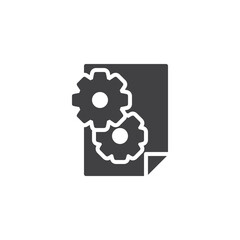 Document and gear vector icon
