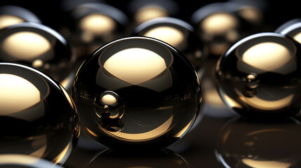 abstract background, shiny metal balls or spheres 3d wallpaper, backdrop for business presentation