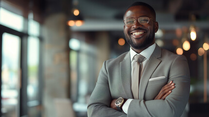 Fototapeta premium Confident Businessman Standing With Arms Crossed