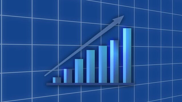 Graph rising up of blue stock candle. Business financial grow.