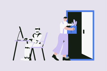 Artificial Intelligence replaced Human Vector Illustration