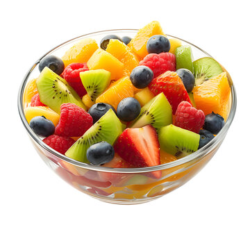 fruit salad isolated on white or transparent background