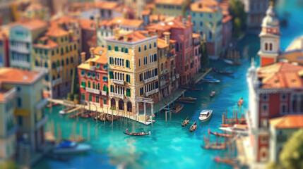 Fototapeta na wymiar Venetian Charm: Miniature Canal Scene