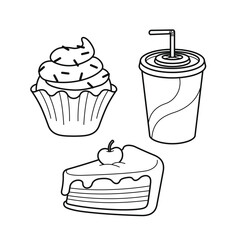 Cute sweet food beverage vector art icon design. Sugary foods simple.