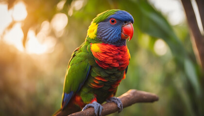 Naklejka premium Photo of a parrot in the jungle, wild photography