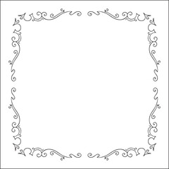 Elegant black and white monochrome ornamental border with sharp angles for greeting cards, banners, invitations. Vector frame for all sizes and formats. Isolated vector illustration.	
