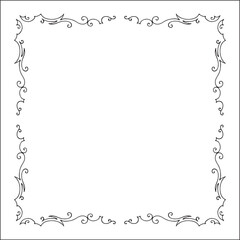 Elegant black and white monochrome ornamental border with sharp angles for greeting cards, banners, invitations. Vector frame for all sizes and formats. Isolated vector illustration.	
