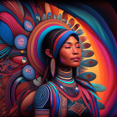 Abstract Portrait of Lady in Peace of Moment