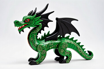 Obraz premium Wooden Dragon figurine. Digital illustration.