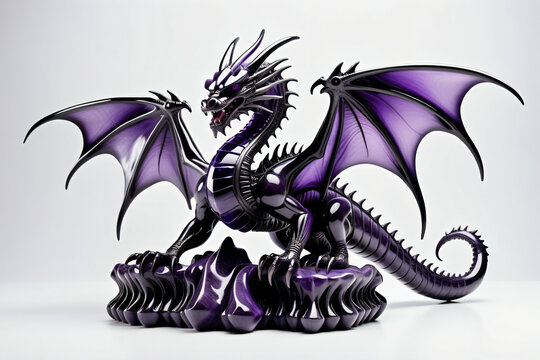 Amethyst Dragon figurine. Digital illustration.