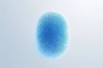 Fotobehang a blue fingerprint on a white background © Eugeniu