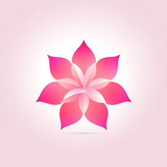 abstract flower logo, vector graphic, solid pink color.