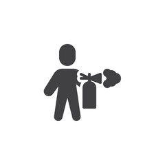 Person with a fire extinguisher vector icon