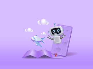 Chatbot is a voice assistant. Artificial intelligence in modern technologies,
space for copying. Vector illustration, 3d