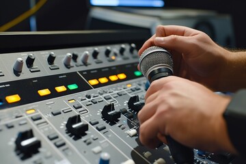 sound expert setting up microphone through control panel