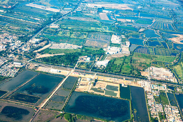 aerial view of the neighborhood of suvarnabhumi airport in Bangkok