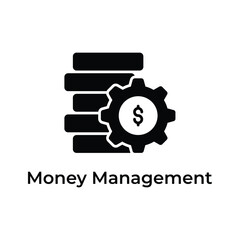 Coins stack with gear showing concept icon of money management