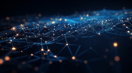 Dynamic ai technology: abstract network of connected dots and lines in 3d rendering

