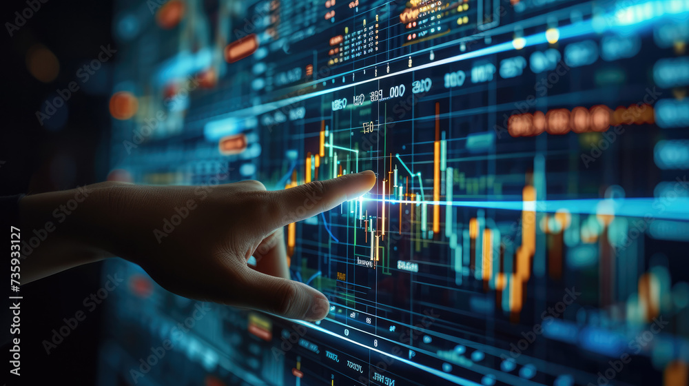 Poster financial technology concept. stock chart. investment. fintech. blockchain technology concept. busin