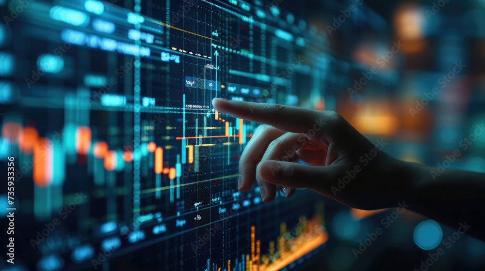 Poster financial technology concept. stock chart. investment. fintech. blockchain technology concept. busin