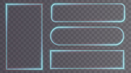 Festive sparkling frame blue, rectangle png. Festive rectangle, frame, for cards, invitations, banners, adverts. Neon frame, set of geometric frames.