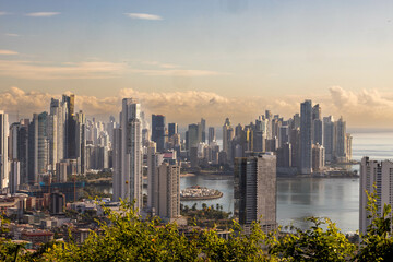 Fototapeta premium View of Panama skyscrapers from the mountain