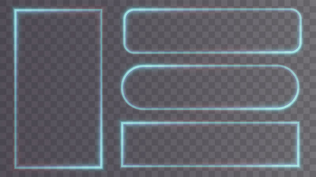 Festive sparkling frame blue, rectangle png. Festive rectangle, frame, for cards, invitations, banners, adverts. Neon frame, set of geometric frames.