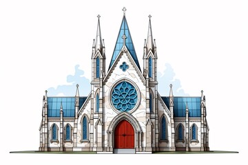 a drawing of a church