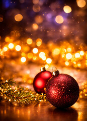 beautiful christmas shiny decor. Selective focus.
